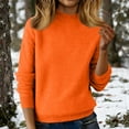 thumbnail image 2 of Knit Sweaters for Women Warm Knitted Mock Turtleneck Tops Fall Winter Long Sleeve Soft Sweater Pullover Orange L, 2 of 7
