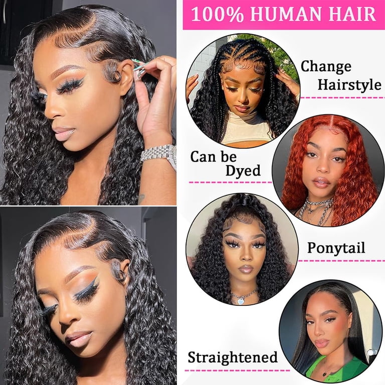 28 Inch 13x6 Deep Wave Lace Front Wigs Human Hair 180  display picture 2