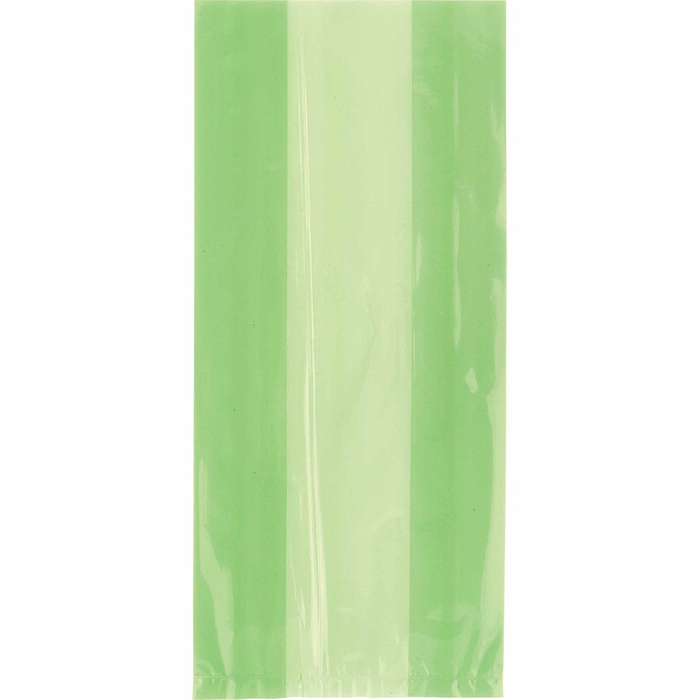 Plastic Cellophane Bags, 11 x 5 in, Lime Green, 30ct