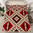 thumbnail image 2 of jejeloiu Rustic Western Aztec Queen Sheet Sets,Bohemian Geometric Pattern Flat Sheet,Black Red Brown Queen Fitted Sheet For Kids,Luxury Bedroom Decor,4-Piece, 2 of 7