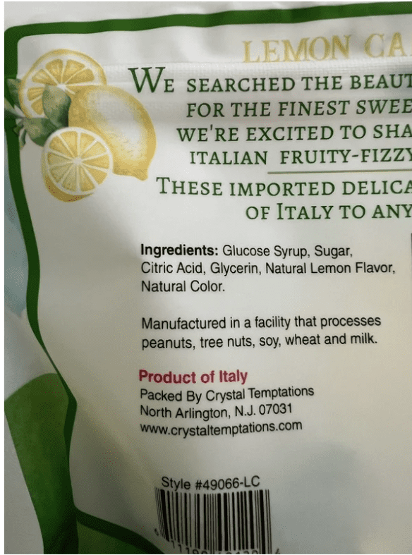 Tentazioni Lemon Hard Candy 11 Oz 2 Pack, Fruit Flavor Individually Wrapped Treat