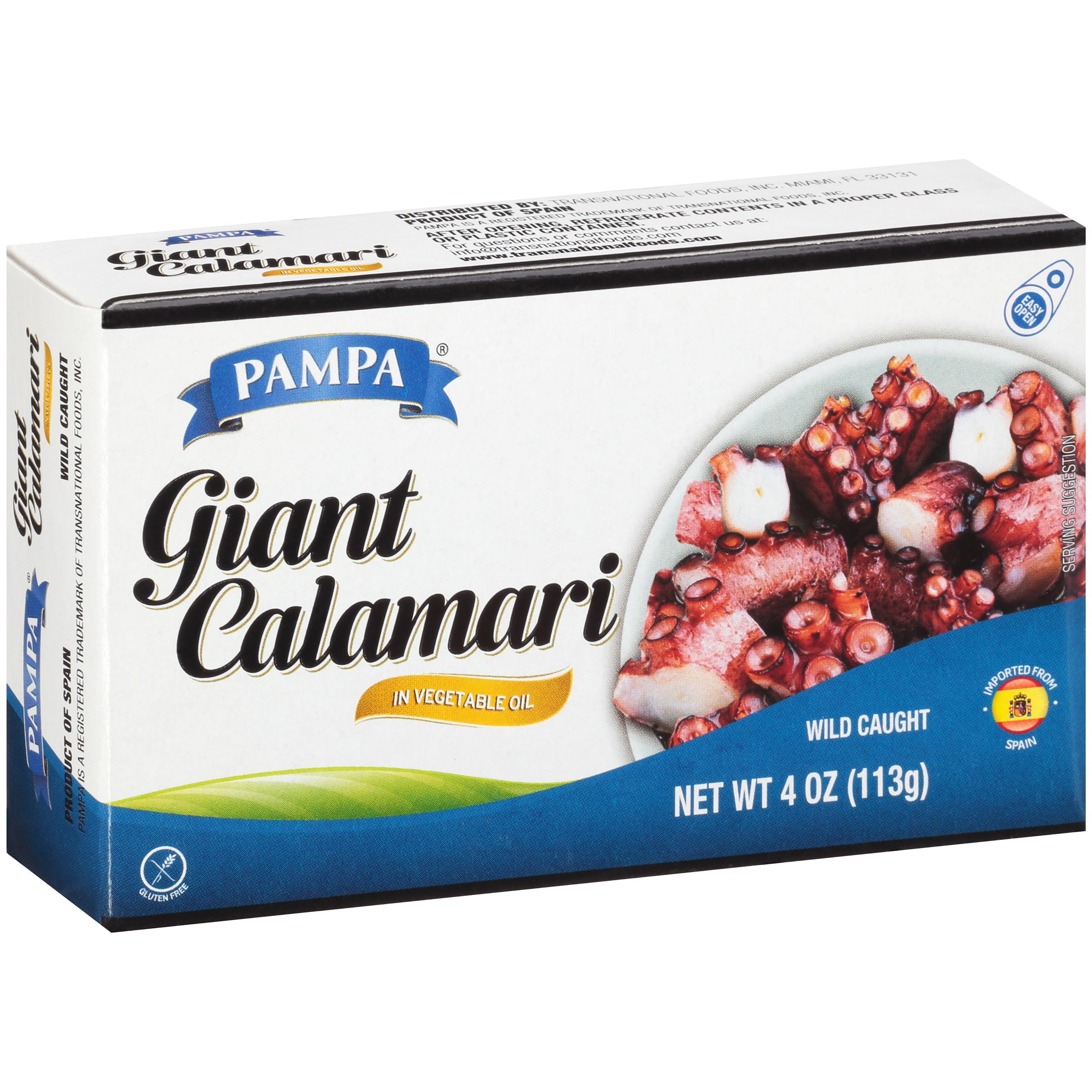 (4 Pack) Pampa Giant Calamari in Vegetable Oil, 4 oz