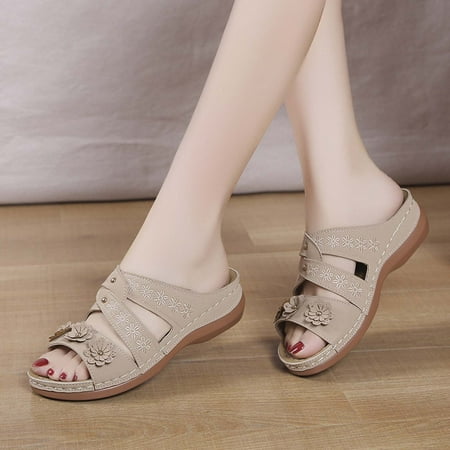

Binmer Wedge Heel Fish Mouth Thick Sole Large Shoes Multi Color Embroidery Cool Drag Girl