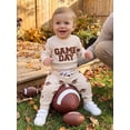 thumbnail image 4 of Loicainy Infant Baby Boy Football Outfits 3 6 12 18 Months Long Sleeve Letter Embroidery Romper Pants Clothes Set, 4 of 8