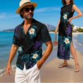 thumbnail image 2 of Jeiento Sea Turtle Matching Outfits for Couples Vacation Polynesia Floral Mens Short Sleeve Shirts or Womens Sleeveless Tank Sundress with Pockets Husband and Wife Vacation Outfits, 2 of 6