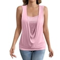 thumbnail image 5 of Hueook Plus Size Tank Tops For Women Solid Color Sleeveless V-neck Sequined Milk Silk Patchwork Fashionable Temperament Top Pink 2X, 5 of 8