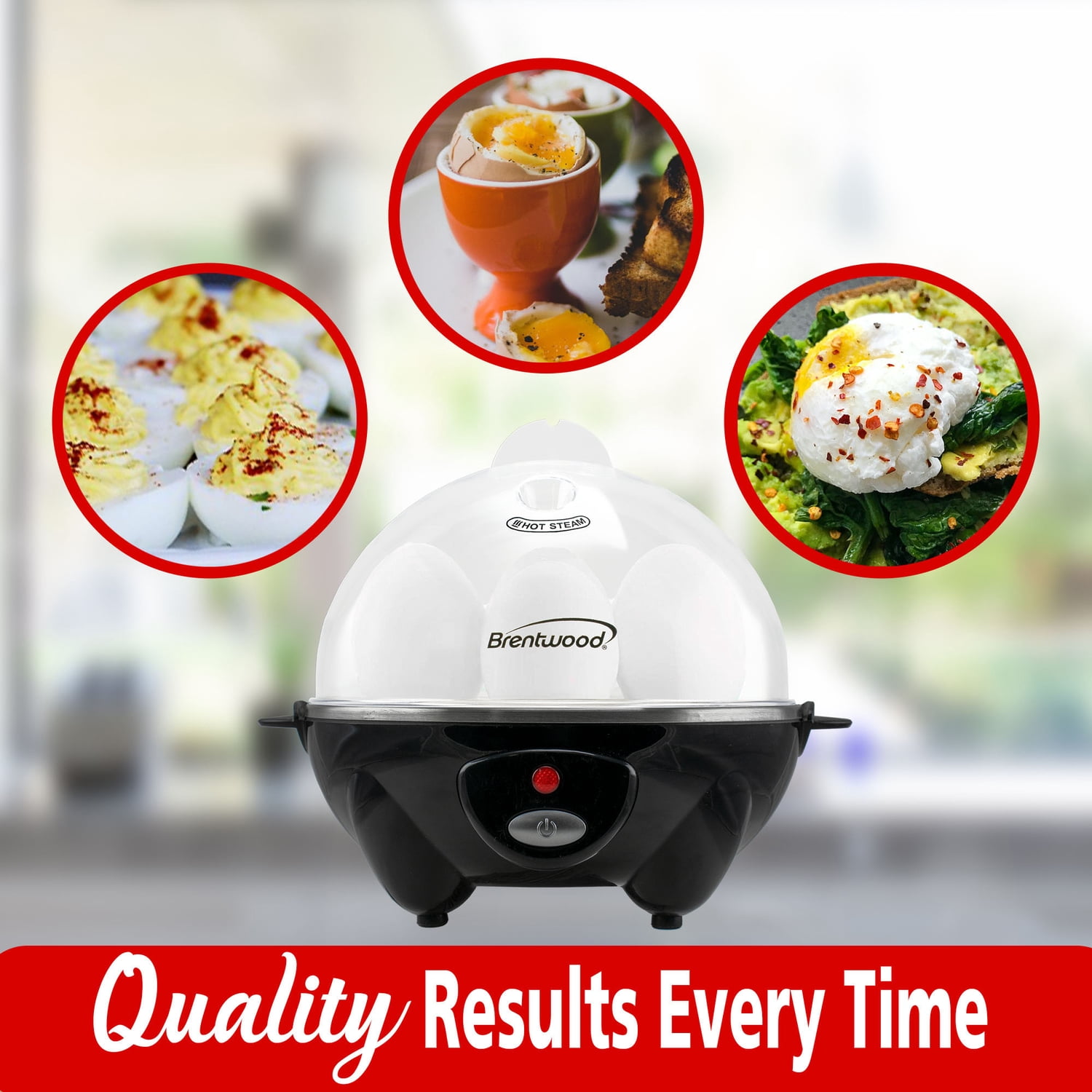 Brentwood Electric Egg Cooker with Auto Shutoff (Black), TS-1045BKPT