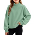 thumbnail image 3 of Mitankcoo Girls Mock Neck Ribbed Top Kids Loose Long Sleeve Pullover Sweatshirt for Fall Winter Casual Daily Outfits 4-15Y, 3 of 8