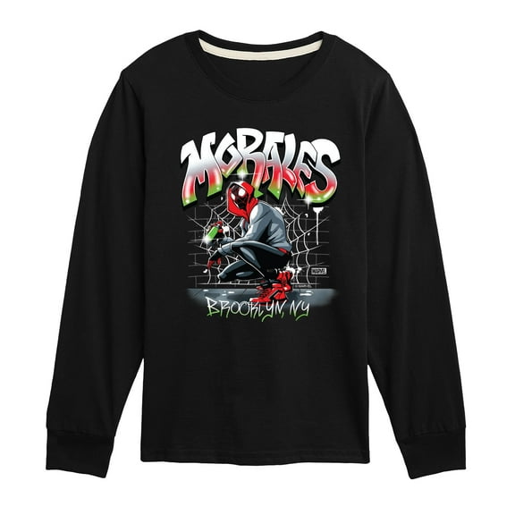 Marvel Spider-Man - Miles Morales Spray Paint - Toddler And Youth Long Sleeve Graphic T-Shirt