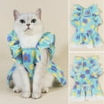 thumbnail image 2 of Pet Skirt Pet Dress Floral Printing Fly Sleeves Cat Cotton Dress Summer Outdoor Travel Princess Style Dog Skirt with Lace Hem for Small Pets, 2 of 8