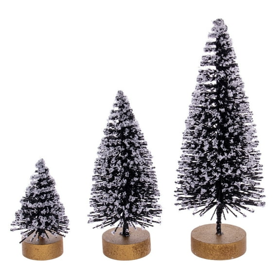 Vickerman 3"-5"-7" Black Sisal Bottle Brush Tree Set, Set of 3