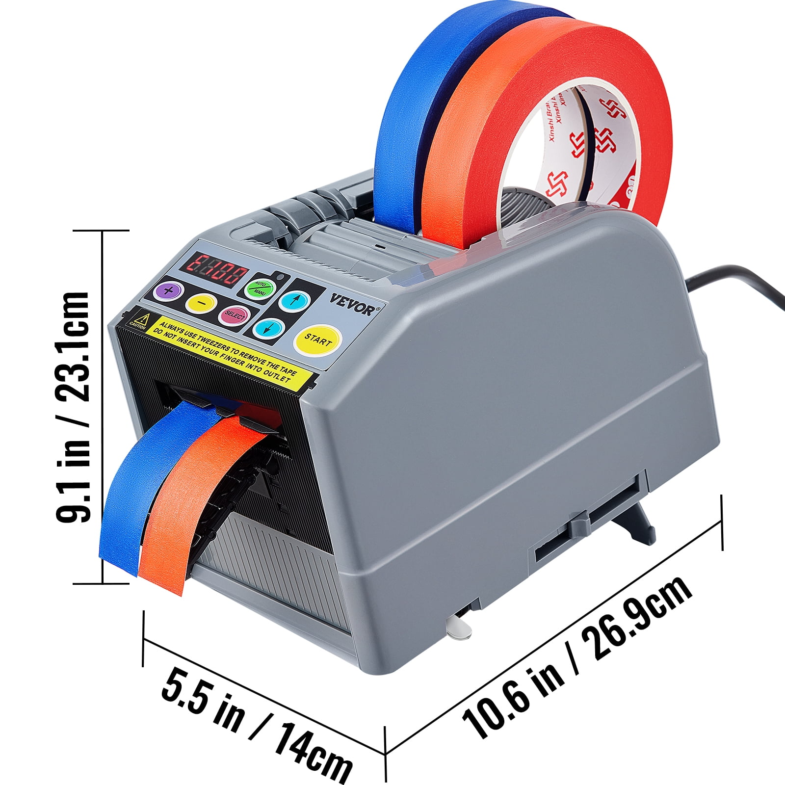 VEVOR Automatic Tape Dispenser Adhesive Electric Tape Cutter Packaging Machine Tape Cutting Machine 6-60mm Tape Width