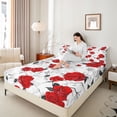 thumbnail image 4 of Homewish Romantic Red Rose Full Size Sheets for Couple, Anniversary Flower Floral Bed Sheets, Valentines Day Sheet Sets, Ultra Soft Bedroom Decor, 4-Piece, 4 of 7