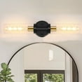 thumbnail image 3 of 2-Light Vanity Light Glass Wall Sconce Black Gold Bathroom Sconce Wall Lighting with Clear Glass Modern Sconce Wall Decor Wall Light fixture for Bathroom Mirror Living Room Hallway, 3 of 7