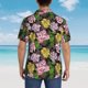 thumbnail image 4 of Balery Colorful Roses Camisas hawaianas de manga corta para hombre, camisas playeras de corte holgado, camisas de vacaciones con botones,Large, 4 of 7