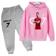 thumbnail image 3 of Conjunto de 2 piezas de sudadera con capucha y pantalones con estampado de ídolo de fútbol Cr7 para niños de 3 a 13 años, ropa informal para bebés, 3 of 5