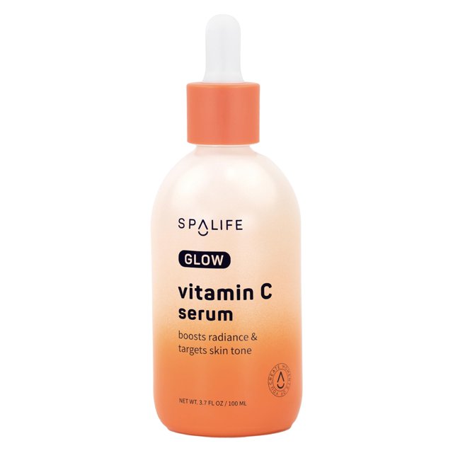 Suero Facial Spa Life: Glow Vitamina C Y Suero Diario Radiante 100 Ml (3,7 Oz) - Se Enfoca En Manchas Oscuras, Líneas Finas, Tono Desigual Y Signos De Envejecimiento, Reafirmante, Voluminizador Y Pote
