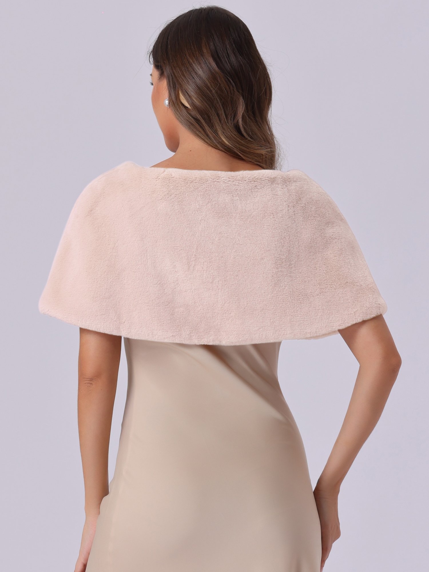 DARING DIVA Women's Faux Fur Shawl Bowknot Ribbon Bridal Wrap Stole Shrug L Pink