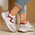thumbnail image 3 of Rokment Womens Vintage Platform Fashion Sneakers Trendy Casual Color Block Suede Skate Shoes Comfortable Running Walking Tennis Non Slip Work Footwear Red Size 7, 3 of 5