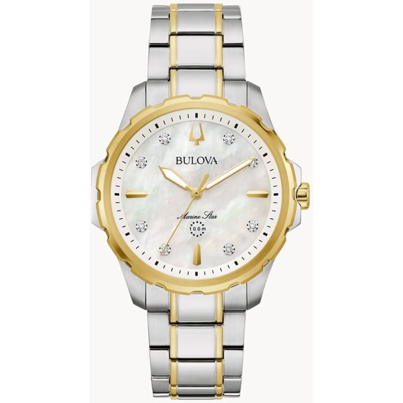 Bulova Marine Star Women's Two-Tone Diamond MOP Dial Quartz Watch 98P227