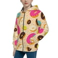 thumbnail image 2 of Pofeuu Donuts Print Teenage Zipper Hoodie Sweatshirts Hooded Casual Jackets With Pocket For Boys Girls-Small, 2 of 6