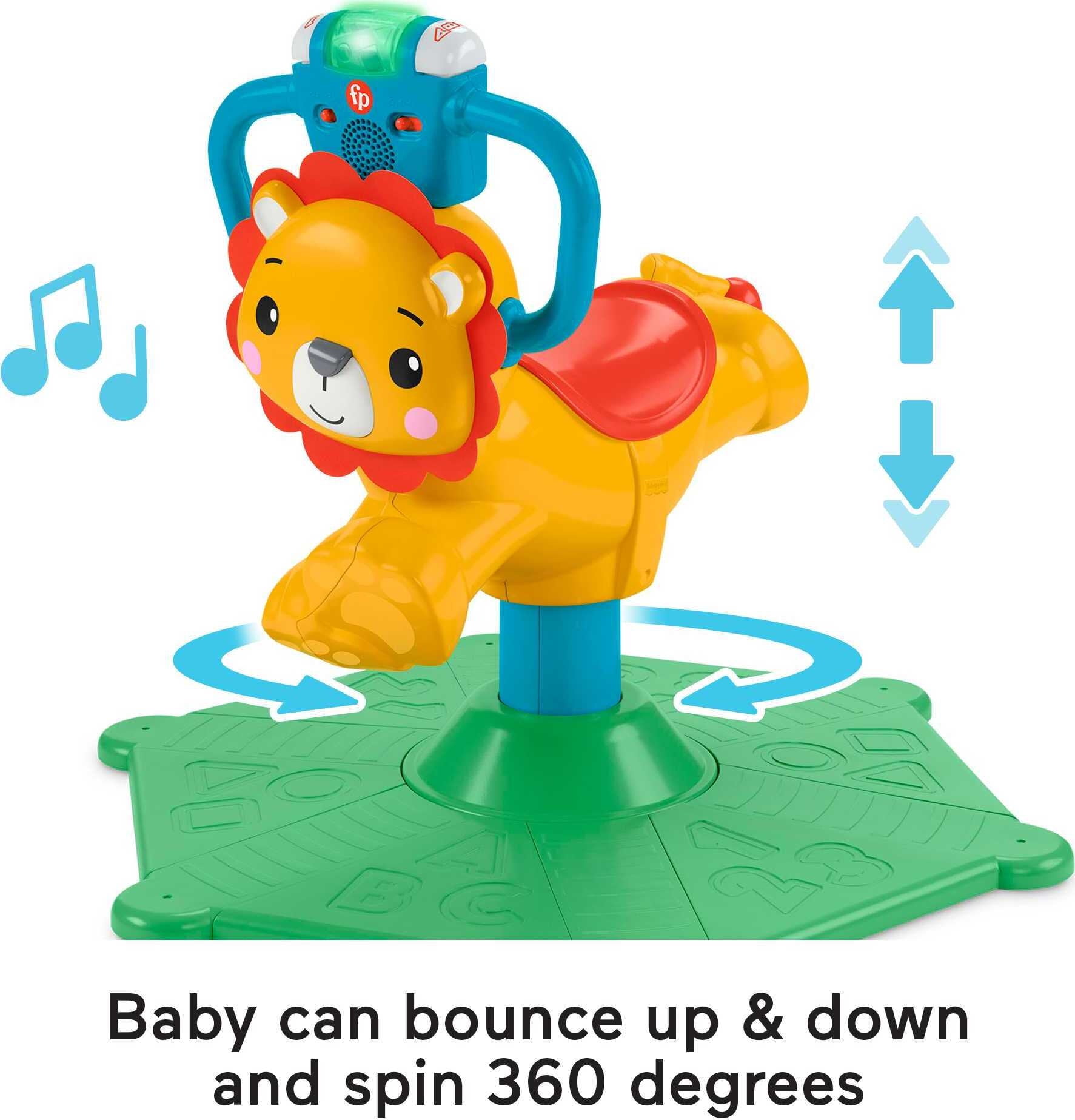 Fisher-Price GHY50 Bounce and Spin Unicorn Mult Stationary Musical Ride-On Toy 