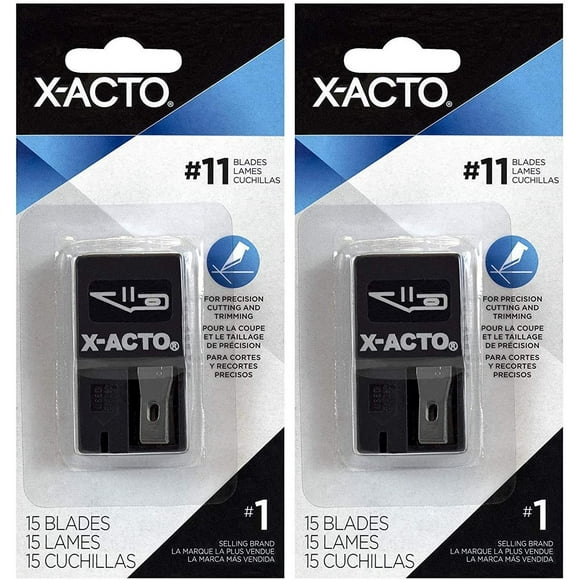Pack de 2 - Lames de Couteau X-ACTO X411 avec Distributeur Taille 11 Lames, 15 Pièces Chacune