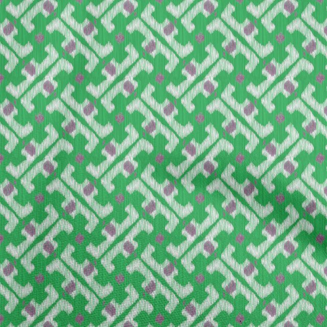 oneOone Rayon Sea Green Fabric Ikat Craft Projects Decor Fabric Printed By The Yard 56 Inch Wide