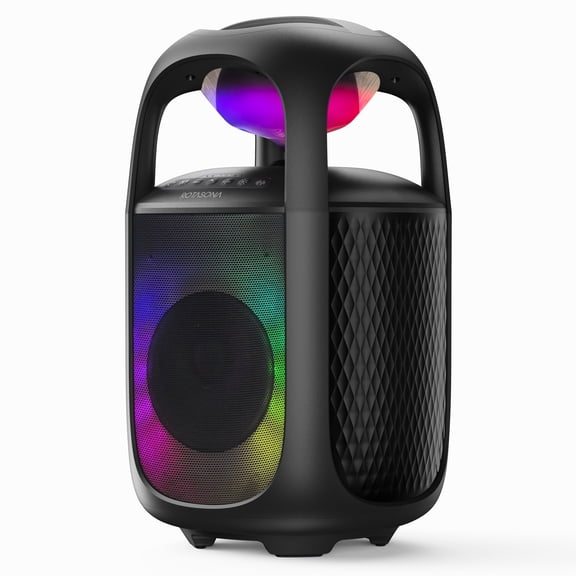 Rotasona Portable Bluetooth Speakers, 65W Wireless Bluetooth Speaker 360°Surround Sound, Outdoor Speakers with Handle, with Mic/Guitar Input RGB Light Effects TWS Pairing