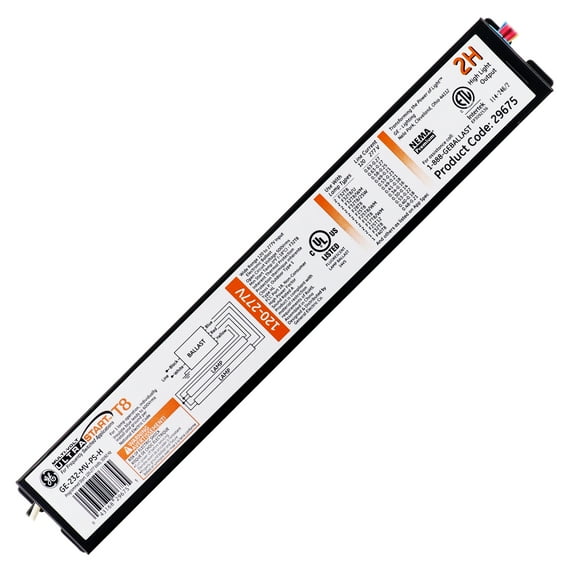 GE GE232-MVPS-H 29675 Programmed Start Ballast, 2-Lamp, F32T8, 32W T8, 120/277V