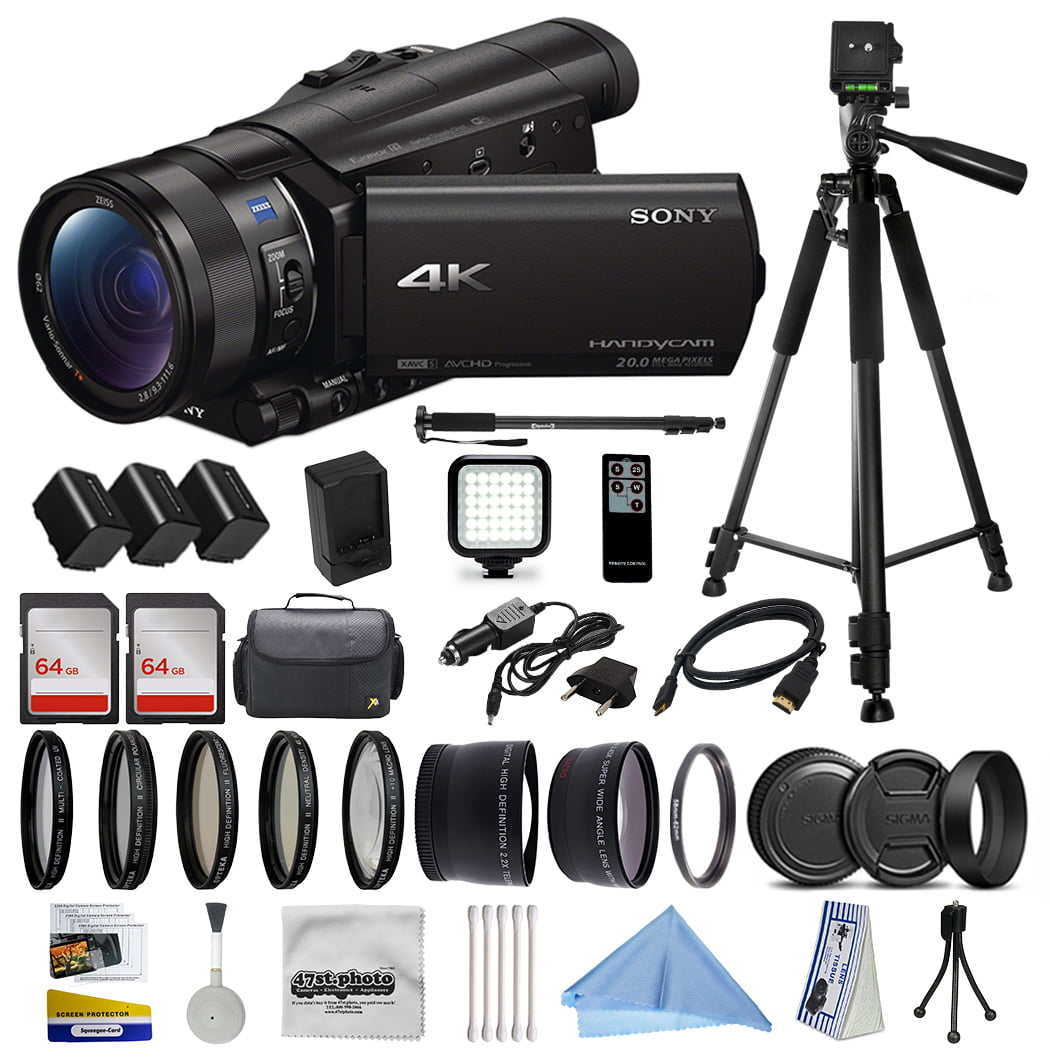 Sony FDR-AX100 4K Ultra HD Camcorder Video Camera Kit, 128GB Memory