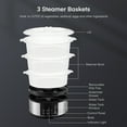 thumbnail image 3 of 3 Tier Food Steamer 13.7QT, FOHERE 800W Electric Food Steamer for Cooking, Auto Shut-off 60-min Timer, 24H Delay Start Timer for Veggies Seafood Rice, 3 of 10