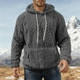 thumbnail image 5 of Mens Fuzzy Sherpa Lined Hoodie Pullover Sweatshirts Long Sleeve Winter Hooded Thermal Casual Outerwear With Pocket, 5 of 7