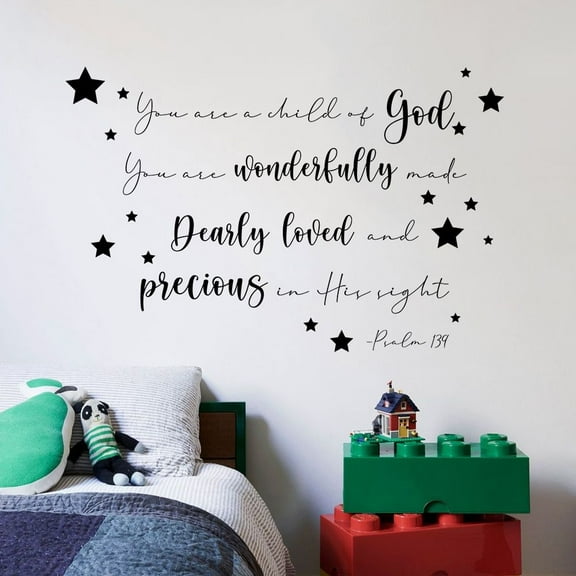 Child Of God Psalm Baby Children Family Quote Quotes Wall Sticker Art Decal for Girls Boys Room Bedroom Nursery Kindergarten Fun Home Decor Stickers Wall Art Vinyl Decoration Size (35x40 inch)