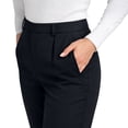 thumbnail image 3 of Lux Decor Women’s Stretch Work Pants - High Waisted Straight Leg Trousers, Wrinkle-Resistant Office Pant with 2 Pockets, Comfortable Pull-On Work Pants for Travel & Daily Wear - Medium, Black, 3 of 9