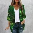 thumbnail image 2 of lcziwo Saint Patrick Day Cardigan Sweater Women Green Kimonos Shamrock Print Festival Open Front Cardigan 3/4 Sleeve Lightweight Holiday Outwear Weekly Deals,Multicolor,S, 2 of 6