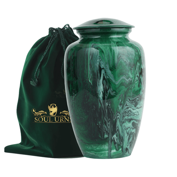 Cremation Urn for Adult Ashes- Beautiful Hand Painted Urn for Human Ashes- Large Urn Container for Men & Women- Decorative Cremation Funeral & Burial Urn Vase with Velvet Pouch