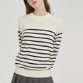 thumbnail image 6 of Women's Striped Sweater Crew Neck Long Sleeve Loose Fit Casual Pullover Top, 6 of 9