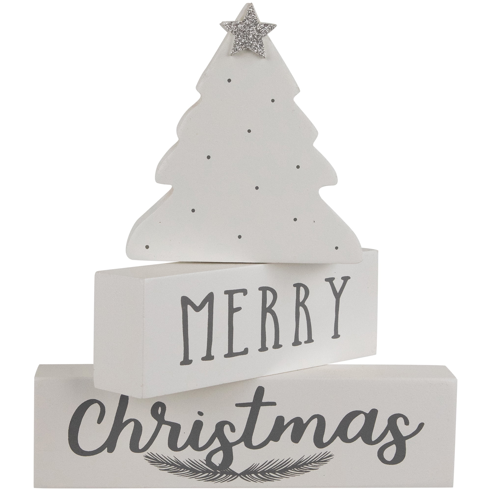 7" Wooden "Merry Christmas" Tabletop Block Decoration