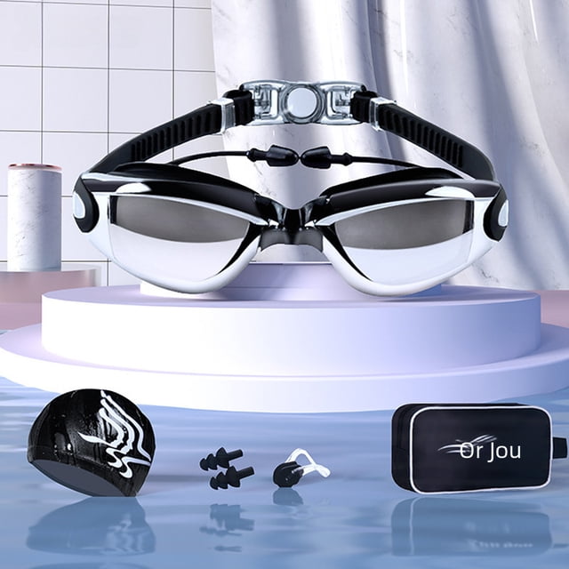 Gafas de natación antivaho impermeables de alta definición para hombres y mujeres, protección ocular para adultos, gafas de natación de moda, juego de gorro de natación