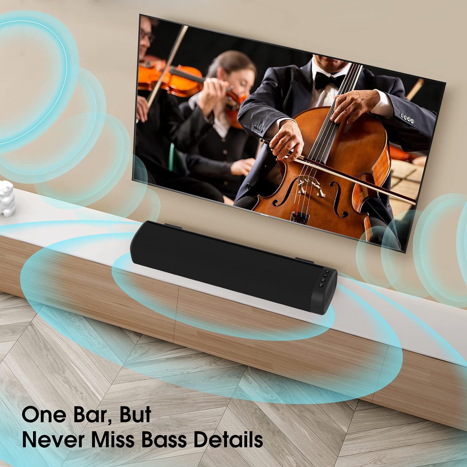 Aursear Sound Bar with Subwoofer, Wired & Wireless Bluetooth Soundbar for TV, 3D Surround Home Audio TV Speakers