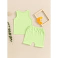 thumbnail image 4 of Nygoyerh Toddler Little Boys Girls Solid Color Shorts Sets Sleeveless Tank Tops with Elastic Waist Shorts 2Pcs 6M-4T Kids Casual Summer Outfits for Daily Vacation, 4 of 9