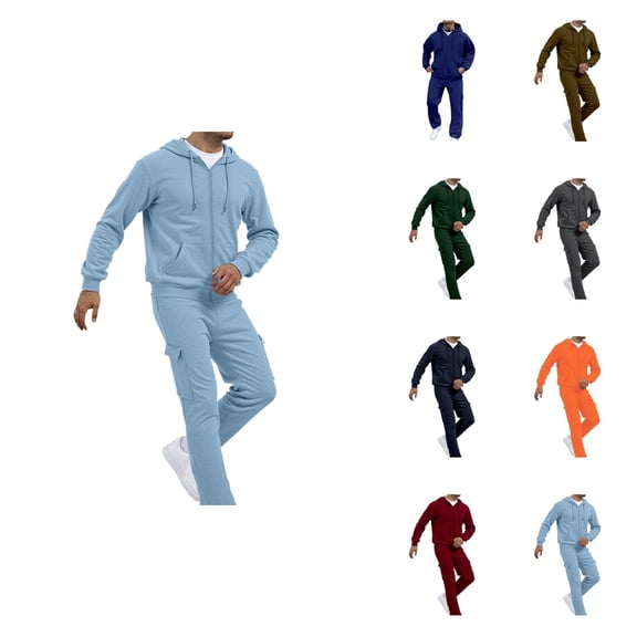 Men's Casual Solid Color Suit Set, Athletic Jogging 2 Piece, Comfortable Relaxed Fit, Daily Wear for Spring Autumn Winter Outdoor Activities