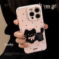 thumbnail image 2 of Korean ins polka dot cat holder suitable for iphone16 mobile phone case apple 15pro max film 13 soft 14, 2 of 11