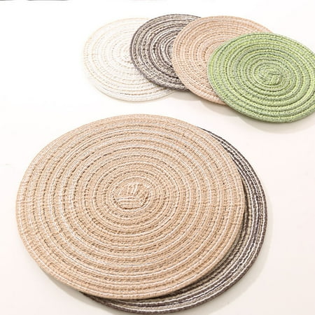 

Morease 1Pcs Round Rop Cotton Braided Table Place Mats Braided Coaster Placemas Non-Slip Table Mats for Dining Kitchen Table Washable 7inch/15 inch