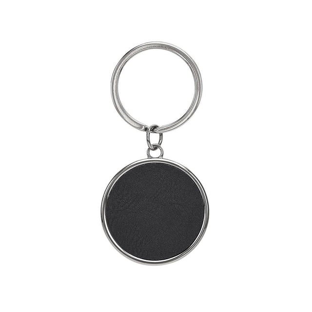 Llavero de curpiel y metal premium-Roma negro 4 x 8