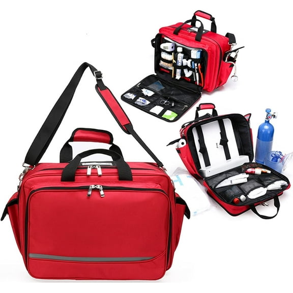 First Aid Backpack Bag Empty Emergency Red First Aid Medical Backpacks Large-Capacity Emergency Rescue Kit