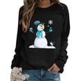 thumbnail image 1 of Fashnice Chandail Femme Col Rond T-shirt Manches Longues Chandail en Molleton de Noël Sport Noir m, 1 of 2