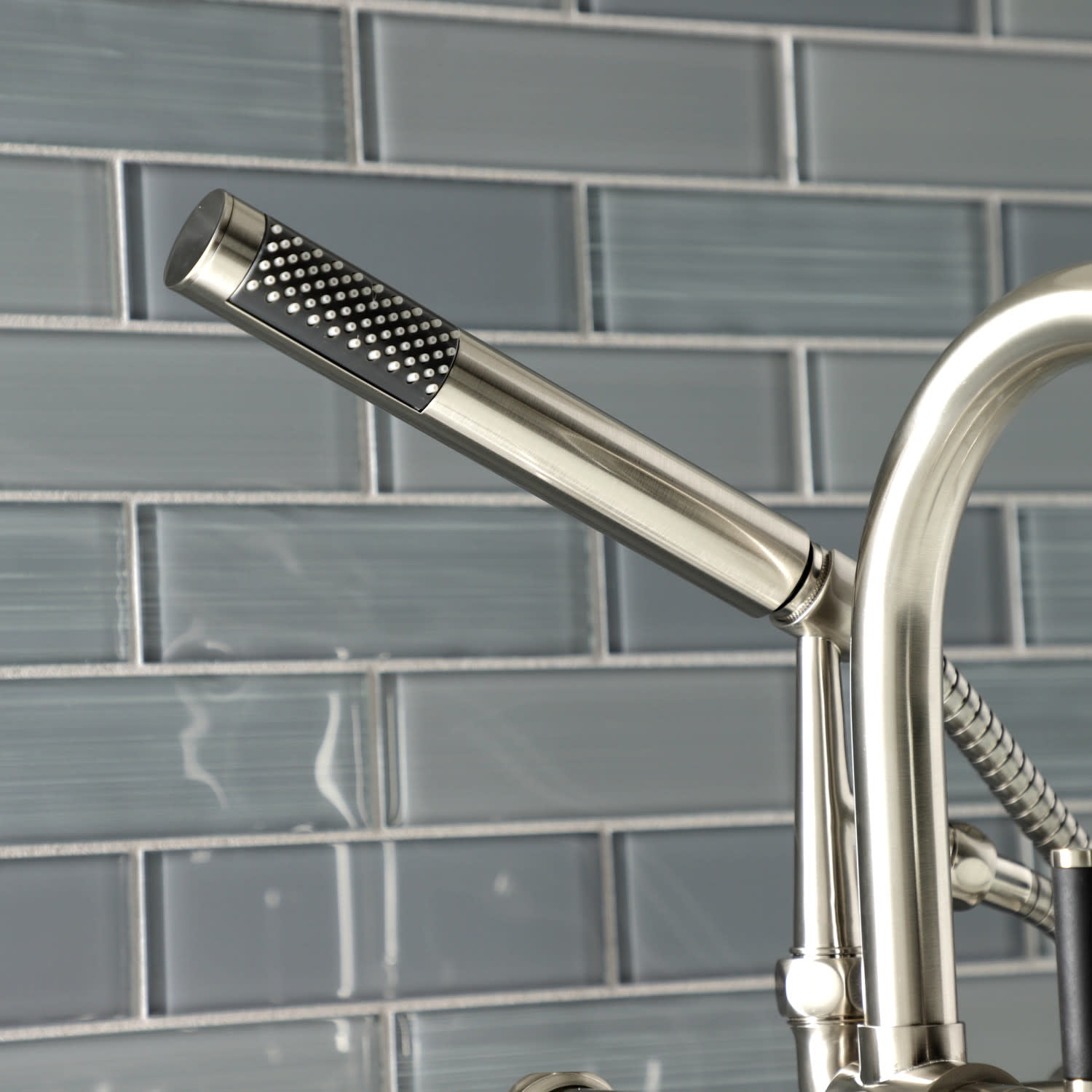 Kingston Brass AE8108DKL 7 in. Aqua Vintage Kaiser Deck Mount Clawfoot Tub Faucet, Brushed Nickel