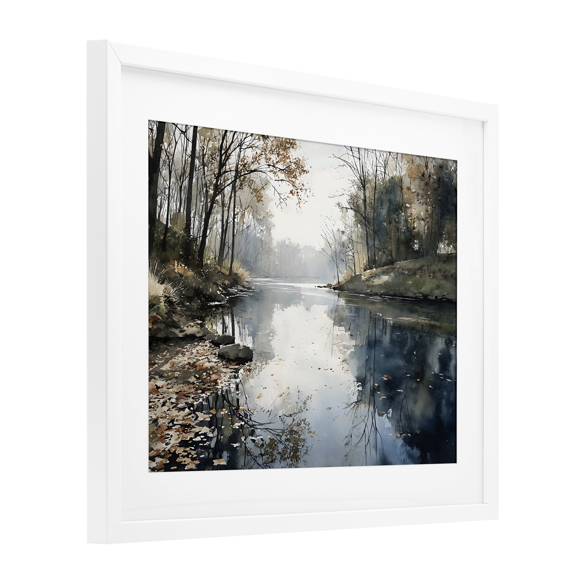 Stupell Industries Fall Lake Reflection White Framed Print Under Glass, design by Franklyn Gregory
